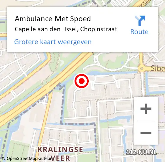 Locatie op kaart van de 112 melding: Ambulance Met Spoed Naar Capelle aan den IJssel, Chopinstraat op 26 mei 2022 13:00