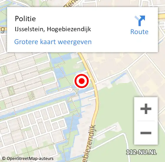 Locatie op kaart van de 112 melding: Politie IJsselstein, Hogebiezendijk op 26 mei 2022 13:05