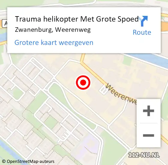 Locatie op kaart van de 112 melding: Trauma helikopter Met Grote Spoed Naar Zwanenburg, Weerenweg op 26 mei 2022 13:20