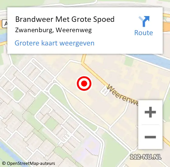 Locatie op kaart van de 112 melding: Brandweer Met Grote Spoed Naar Zwanenburg, Weerenweg op 26 mei 2022 13:20