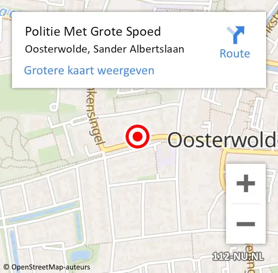 Locatie op kaart van de 112 melding: Politie Met Grote Spoed Naar Oosterwolde, Sander Albertslaan op 26 mei 2022 13:23