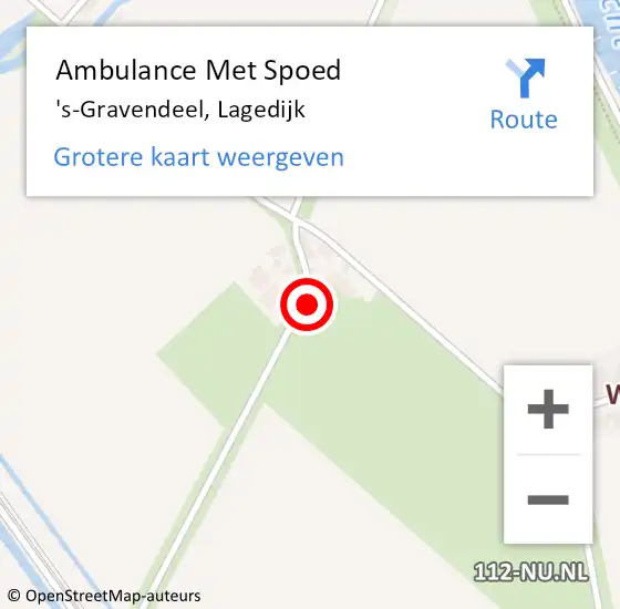 Locatie op kaart van de 112 melding: Ambulance Met Spoed Naar 's-Gravendeel, Lagedijk op 26 mei 2022 13:31