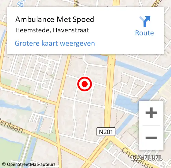 Locatie op kaart van de 112 melding: Ambulance Met Spoed Naar Heemstede, Havenstraat op 26 mei 2022 13:40