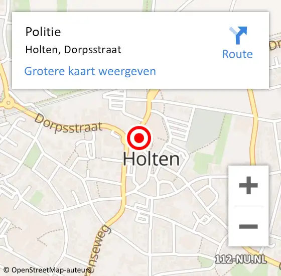 Locatie op kaart van de 112 melding: Politie Holten, Dorpsstraat op 26 mei 2022 13:53