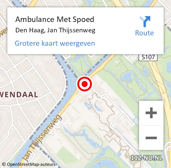 Locatie op kaart van de 112 melding: Ambulance Met Spoed Naar Den Haag, Jan Thijssenweg op 26 mei 2022 14:04