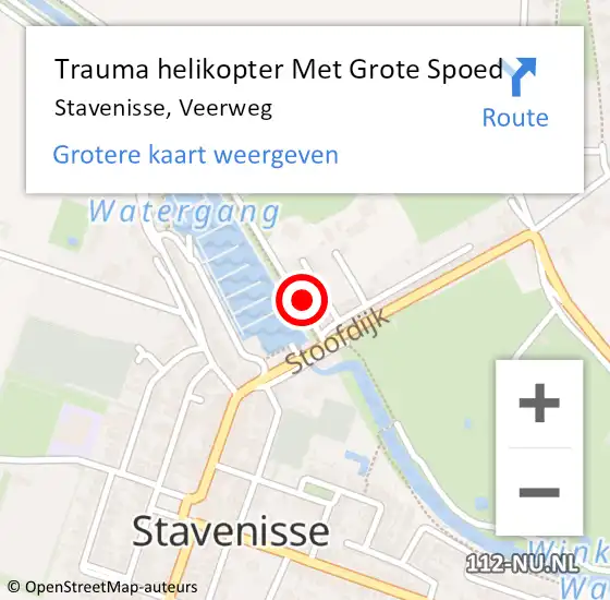 Locatie op kaart van de 112 melding: Trauma helikopter Met Grote Spoed Naar Stavenisse, Veerweg op 26 mei 2022 14:13