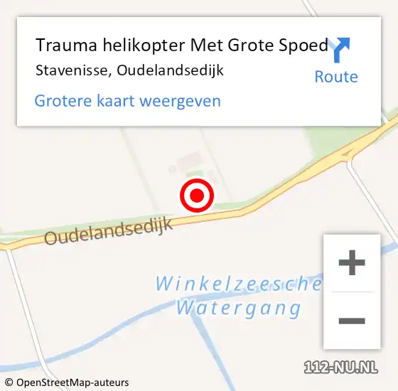 Locatie op kaart van de 112 melding: Trauma helikopter Met Grote Spoed Naar Stavenisse, Oudelandsedijk op 26 mei 2022 14:18