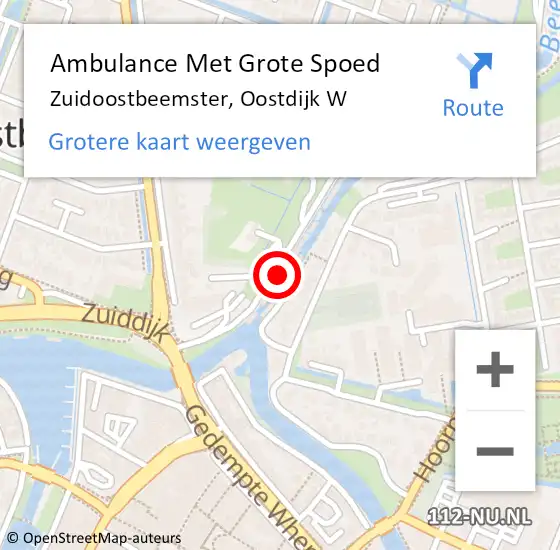 Locatie op kaart van de 112 melding: Ambulance Met Grote Spoed Naar Zuidoostbeemster, Oostdijk W op 26 mei 2022 14:20