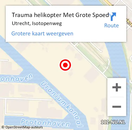 Locatie op kaart van de 112 melding: Trauma helikopter Met Grote Spoed Naar Utrecht, Isotopenweg op 26 mei 2022 14:26