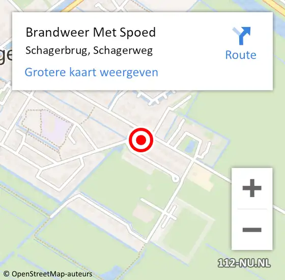 Locatie op kaart van de 112 melding: Brandweer Met Spoed Naar Schagerbrug, Schagerweg op 26 mei 2022 14:32