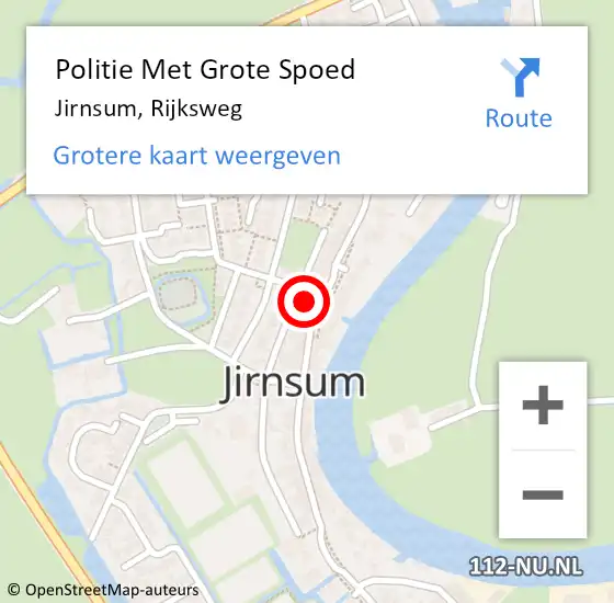 Locatie op kaart van de 112 melding: Politie Met Grote Spoed Naar Jirnsum, Rijksweg op 26 mei 2022 14:53