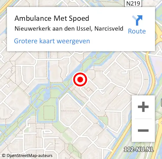 Locatie op kaart van de 112 melding: Ambulance Met Spoed Naar Nieuwerkerk aan den IJssel, Narcisveld op 26 mei 2022 15:00