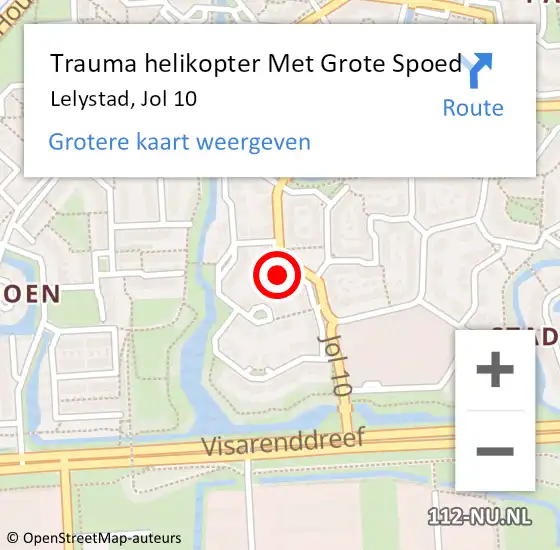 Locatie op kaart van de 112 melding: Trauma helikopter Met Grote Spoed Naar Lelystad, Jol 10 op 26 mei 2022 15:01