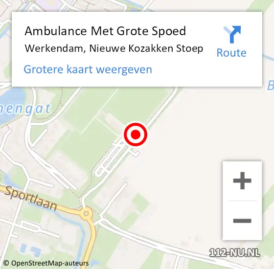 Locatie op kaart van de 112 melding: Ambulance Met Grote Spoed Naar Werkendam, Nieuwe Kozakken Stoep op 26 mei 2022 15:15