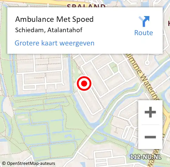 Locatie op kaart van de 112 melding: Ambulance Met Spoed Naar Schiedam, Atalantahof op 26 mei 2022 15:23