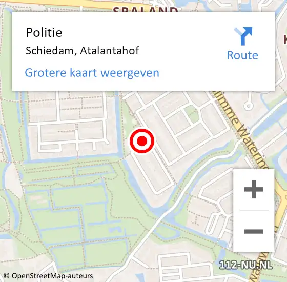 Locatie op kaart van de 112 melding: Politie Schiedam, Atalantahof op 26 mei 2022 15:24