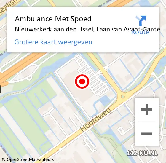 Locatie op kaart van de 112 melding: Ambulance Met Spoed Naar Nieuwerkerk aan den IJssel, Laan van Avant-Garde op 26 mei 2022 15:32