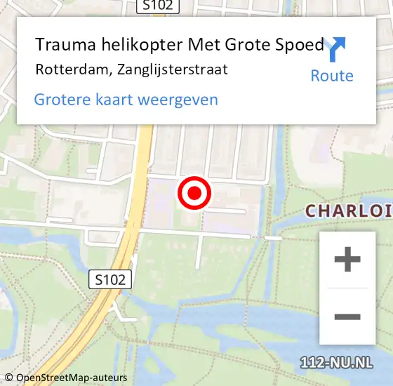 Locatie op kaart van de 112 melding: Trauma helikopter Met Grote Spoed Naar Rotterdam, Zanglijsterstraat op 26 mei 2022 16:27