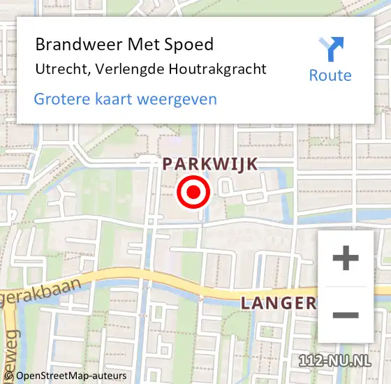 Locatie op kaart van de 112 melding: Brandweer Met Spoed Naar Utrecht, Verlengde Houtrakgracht op 26 mei 2022 16:30