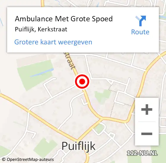 Locatie op kaart van de 112 melding: Ambulance Met Grote Spoed Naar Puiflijk, Kerkstraat op 26 mei 2022 16:34