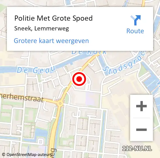 Locatie op kaart van de 112 melding: Politie Met Grote Spoed Naar Sneek, Lemmerweg op 26 mei 2022 16:34