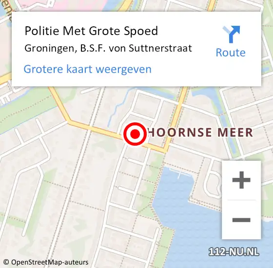 Locatie op kaart van de 112 melding: Politie Met Grote Spoed Naar Groningen, B.S.F. von Suttnerstraat op 26 mei 2022 16:36