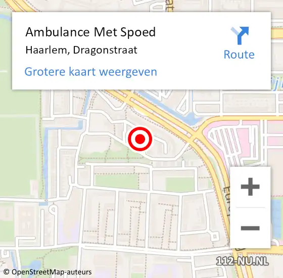 Locatie op kaart van de 112 melding: Ambulance Met Spoed Naar Haarlem, Dragonstraat op 26 mei 2022 16:51