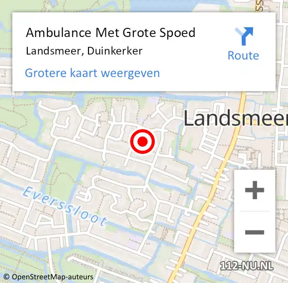 Locatie op kaart van de 112 melding: Ambulance Met Grote Spoed Naar Landsmeer, Duinkerker op 26 mei 2022 16:54