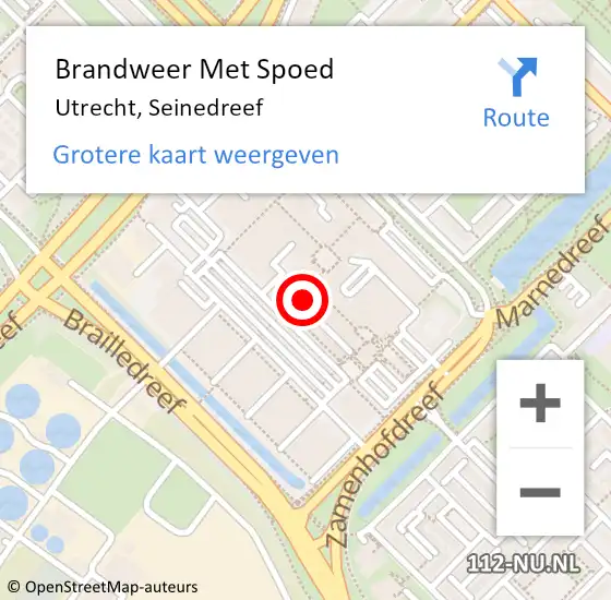 Locatie op kaart van de 112 melding: Brandweer Met Spoed Naar Utrecht, Seinedreef op 26 mei 2022 16:58