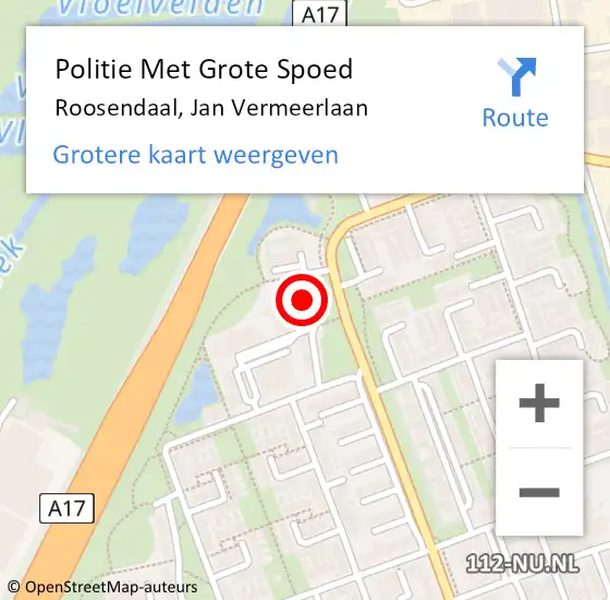 Locatie op kaart van de 112 melding: Politie Met Grote Spoed Naar Roosendaal, Jan Vermeerlaan op 26 mei 2022 17:03