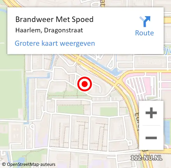 Locatie op kaart van de 112 melding: Brandweer Met Spoed Naar Haarlem, Dragonstraat op 26 mei 2022 17:06