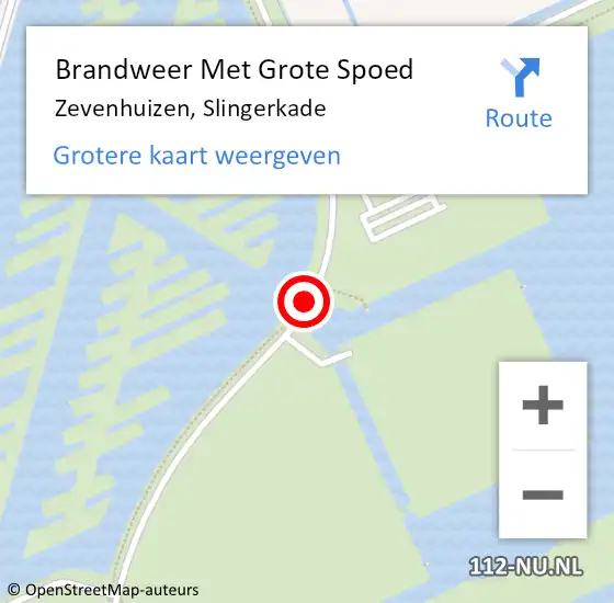 Locatie op kaart van de 112 melding: Brandweer Met Grote Spoed Naar Zevenhuizen, Slingerkade op 26 mei 2022 17:07
