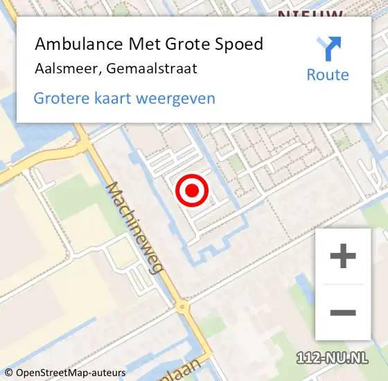 Locatie op kaart van de 112 melding: Ambulance Met Grote Spoed Naar Aalsmeer, Gemaalstraat op 26 mei 2022 17:16