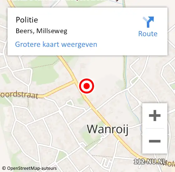 Locatie op kaart van de 112 melding: Politie Beers, Millseweg op 26 mei 2022 17:25