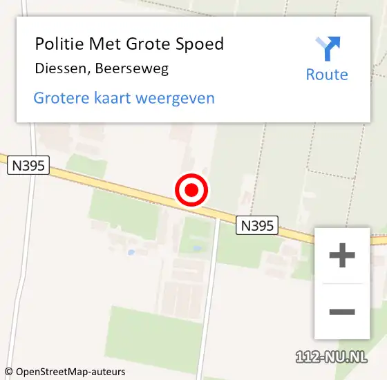 Locatie op kaart van de 112 melding: Politie Met Grote Spoed Naar Diessen, Beerseweg op 26 mei 2022 17:51