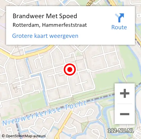 Locatie op kaart van de 112 melding: Brandweer Met Spoed Naar Rotterdam, Hammerfeststraat op 26 mei 2022 17:51