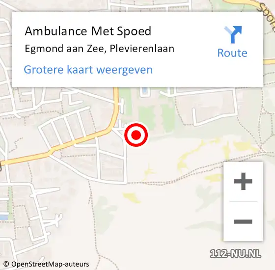 Locatie op kaart van de 112 melding: Ambulance Met Spoed Naar Egmond aan Zee, Plevierenlaan op 26 mei 2022 18:07