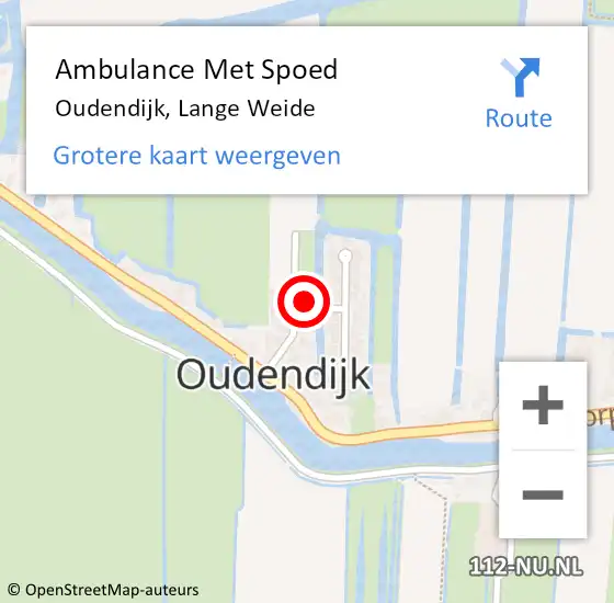 Locatie op kaart van de 112 melding: Ambulance Met Spoed Naar Oudendijk, Lange Weide op 26 mei 2022 18:11