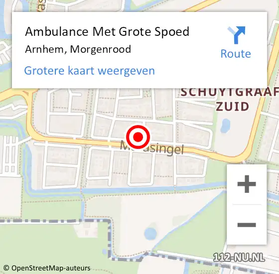 Locatie op kaart van de 112 melding: Ambulance Met Grote Spoed Naar Arnhem, Morgenrood op 26 mei 2022 18:15