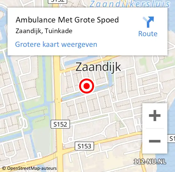 Locatie op kaart van de 112 melding: Ambulance Met Grote Spoed Naar Zaandijk, Tuinkade op 26 mei 2022 18:16