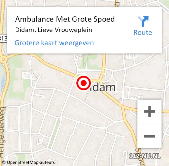 Locatie op kaart van de 112 melding: Ambulance Met Grote Spoed Naar Didam, Lieve Vrouweplein op 26 mei 2022 18:19