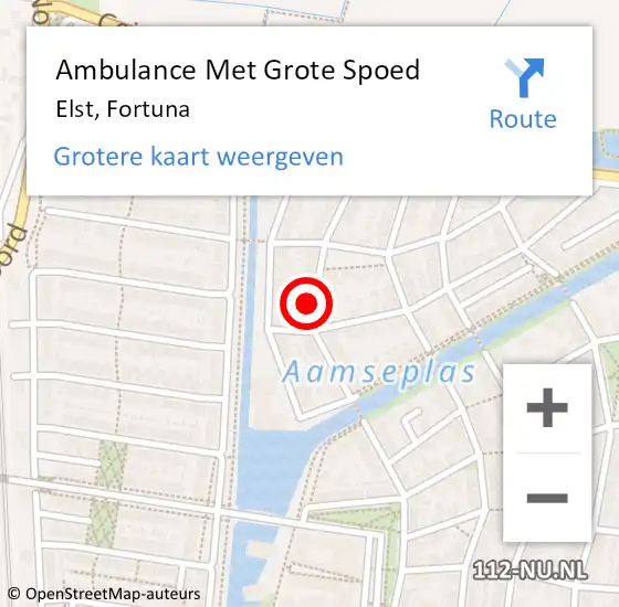 Locatie op kaart van de 112 melding: Ambulance Met Grote Spoed Naar Elst, Fortuna op 26 mei 2022 18:22