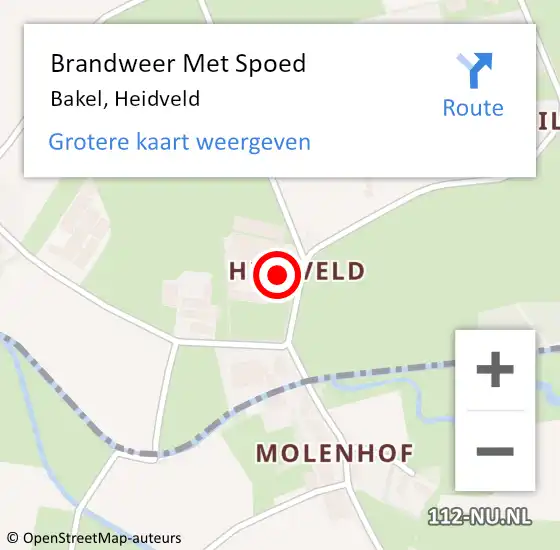 Locatie op kaart van de 112 melding: Brandweer Met Spoed Naar Bakel, Heidveld op 26 mei 2022 18:35
