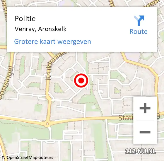 Locatie op kaart van de 112 melding: Politie Venray, Aronskelk op 26 mei 2022 19:13