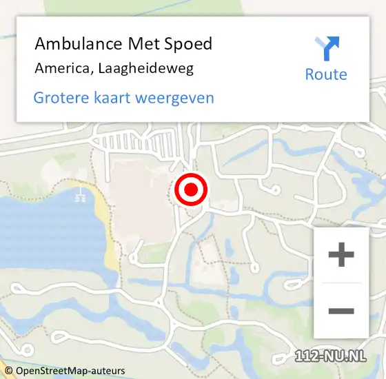 Locatie op kaart van de 112 melding: Ambulance Met Spoed Naar America, Laagheideweg op 18 juli 2014 13:12