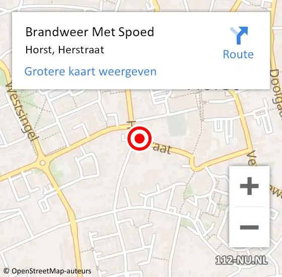 Locatie op kaart van de 112 melding: Brandweer Met Spoed Naar Horst, Herstraat op 26 mei 2022 20:18