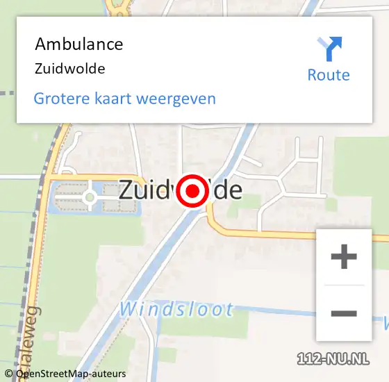 Locatie op kaart van de 112 melding: Ambulance Zuidwolde op 26 mei 2022 20:22