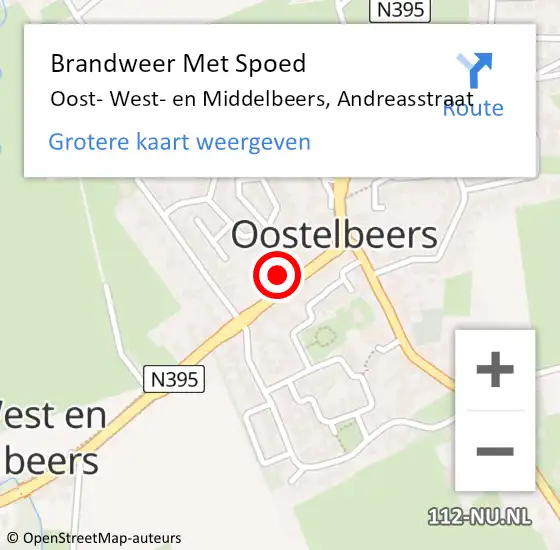 Locatie op kaart van de 112 melding: Brandweer Met Spoed Naar Oost- West- en Middelbeers, Andreasstraat op 26 mei 2022 20:33