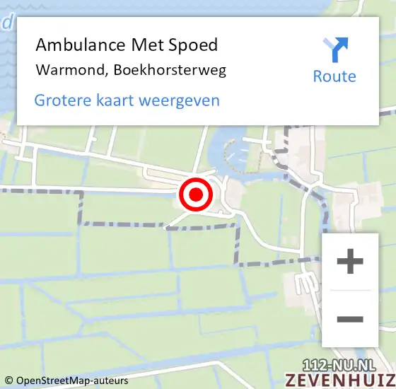 Locatie op kaart van de 112 melding: Ambulance Met Spoed Naar Warmond, Boekhorsterweg op 26 mei 2022 20:37