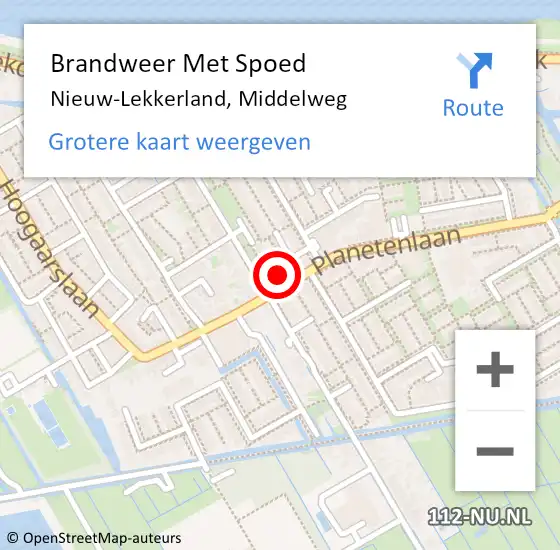 Locatie op kaart van de 112 melding: Brandweer Met Spoed Naar Nieuw-Lekkerland, Middelweg op 26 mei 2022 20:38